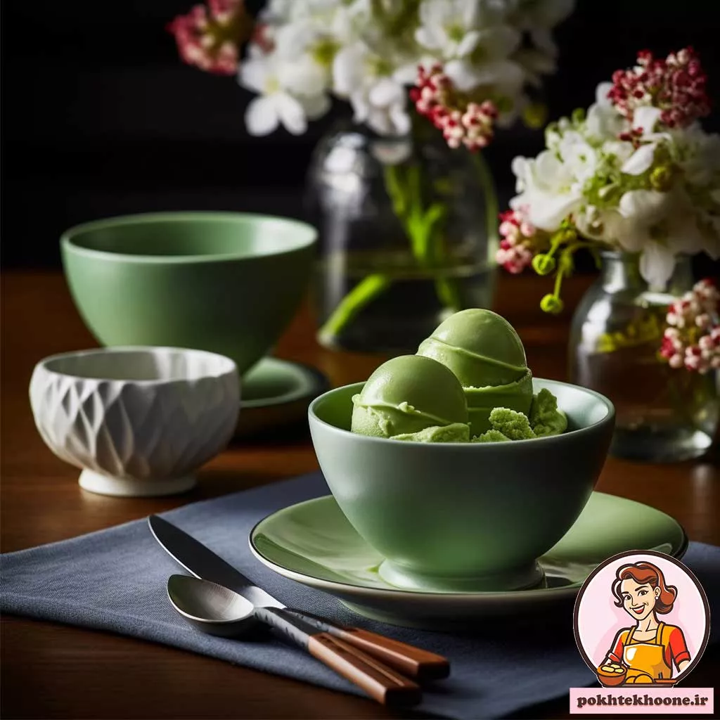 بستنی چای سبز ماچا خاص و خوشمزه