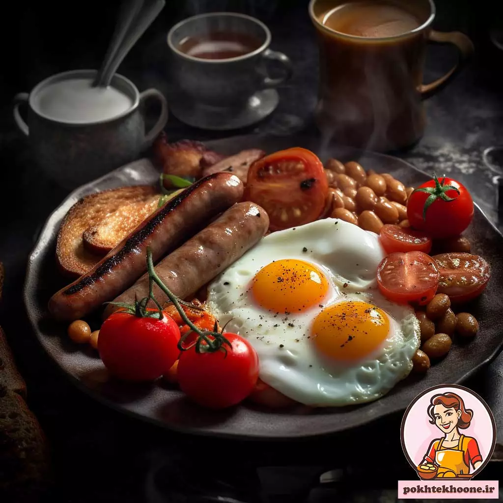 صبحانه انگلیسی لذیذ و زیبا و تزئین شده
